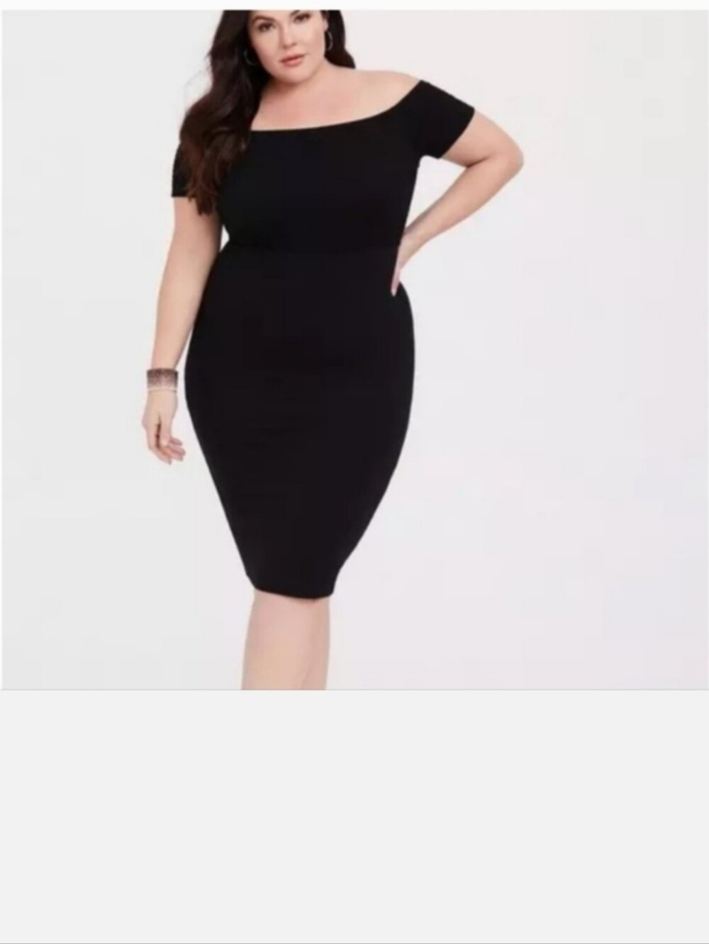 Torrid Jersey Off The Shoulder Smocked Bodice Bodycon Dress